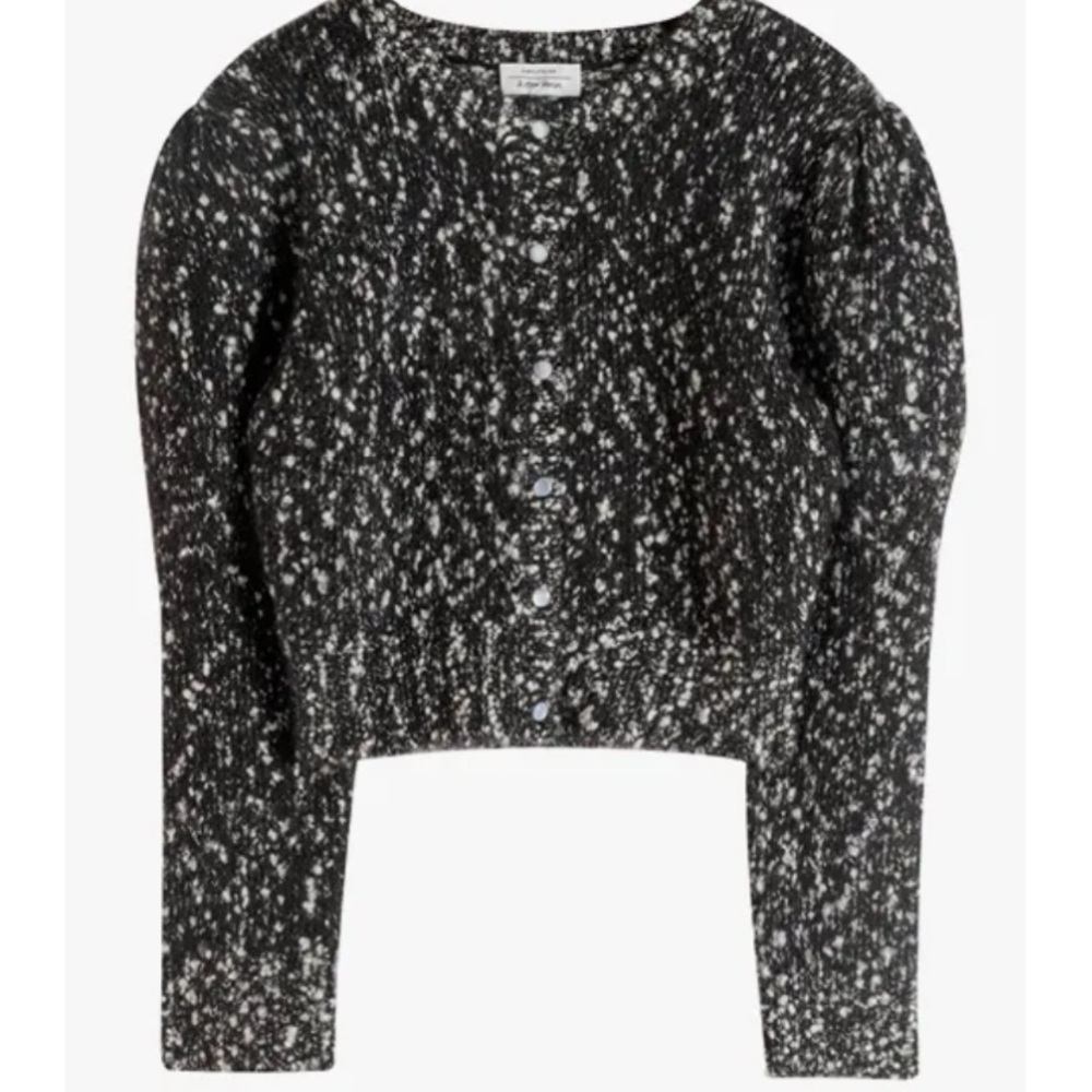 REVOLVE 1. State Puff Sleeve Boucle Granny Cardigan Sweater Alpaca Wool Blend M